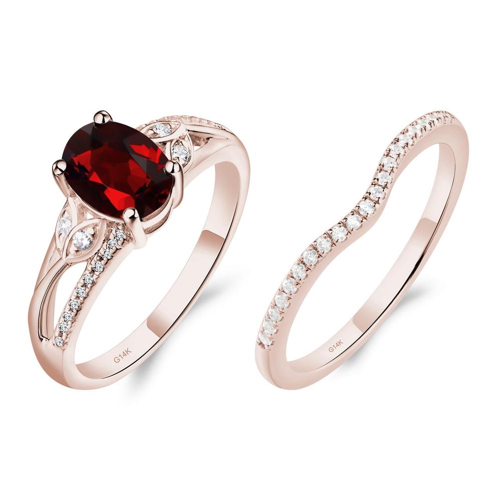 Oval Cut Garnet Ring - LUO Jewelry #metal_14k rose gold