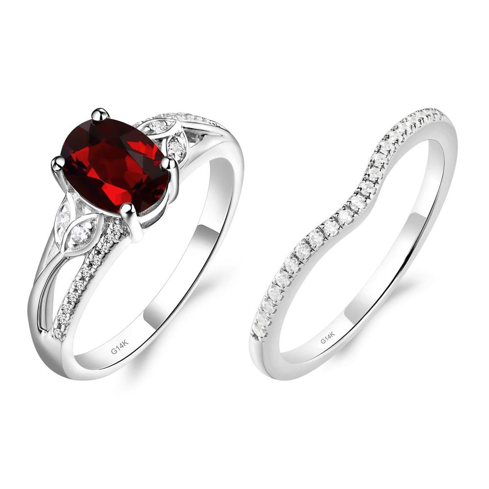 Oval Cut Garnet Ring - LUO Jewelry #metal_14k white gold