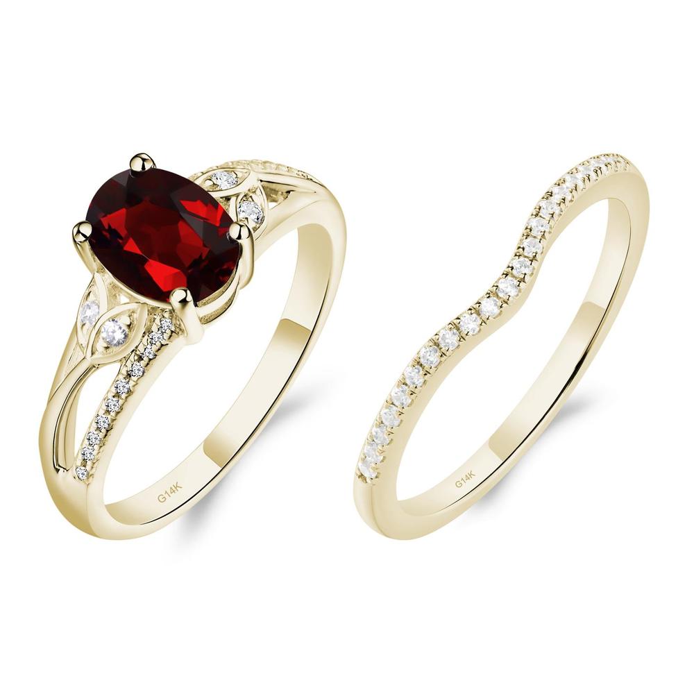 Oval Cut Garnet Ring - LUO Jewelry #metal_14k yellow gold