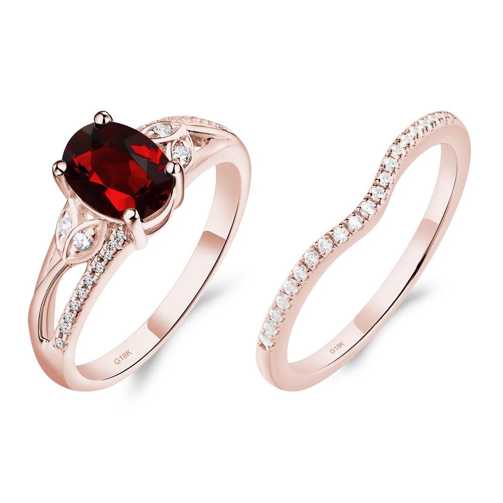 Oval Cut Garnet Ring - LUO Jewelry #metal_18k rose gold