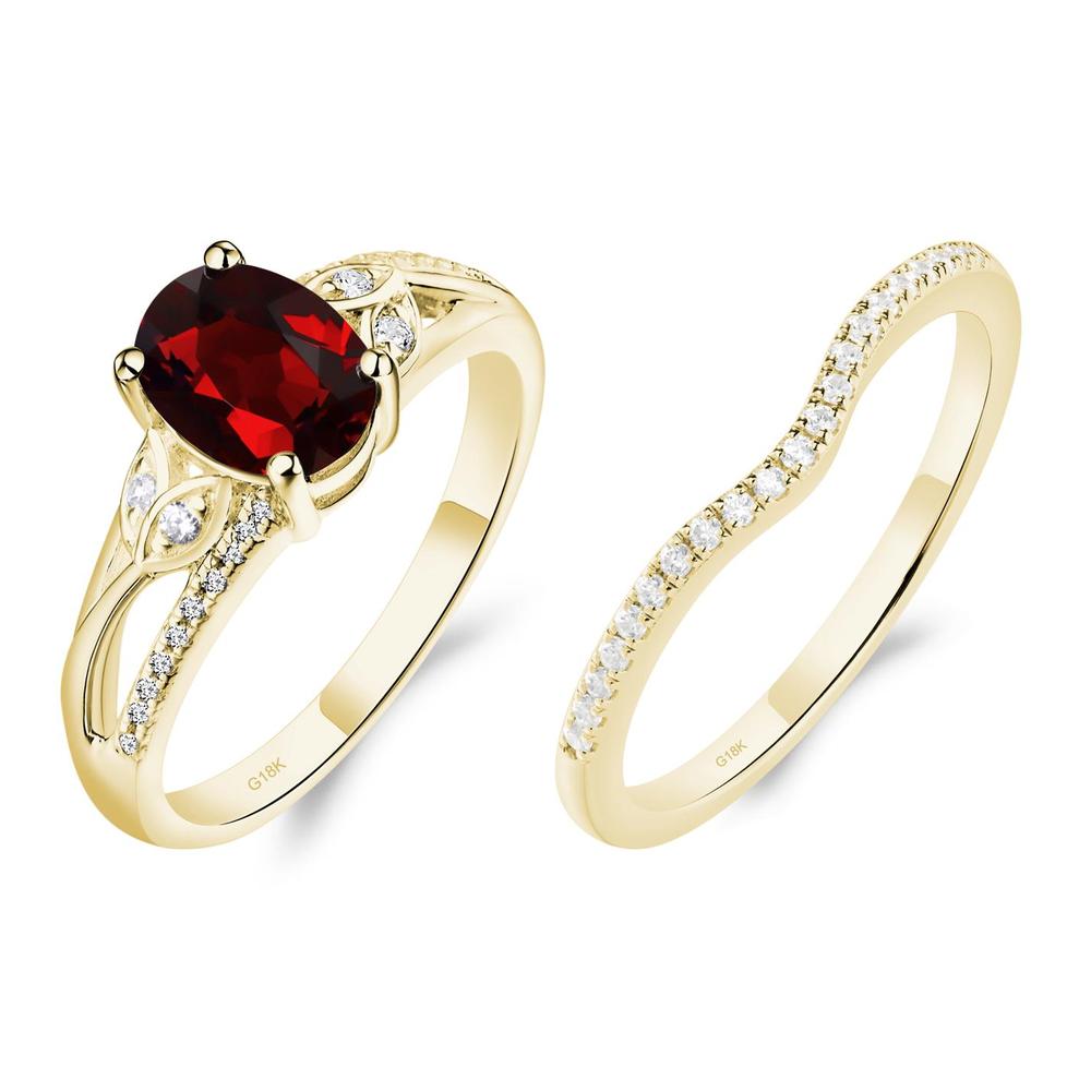 Oval Cut Garnet Ring - LUO Jewelry #metal_18k yellow gold