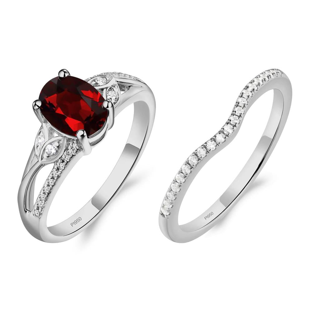 Oval Cut Garnet Ring - LUO Jewelry #metal_platinum