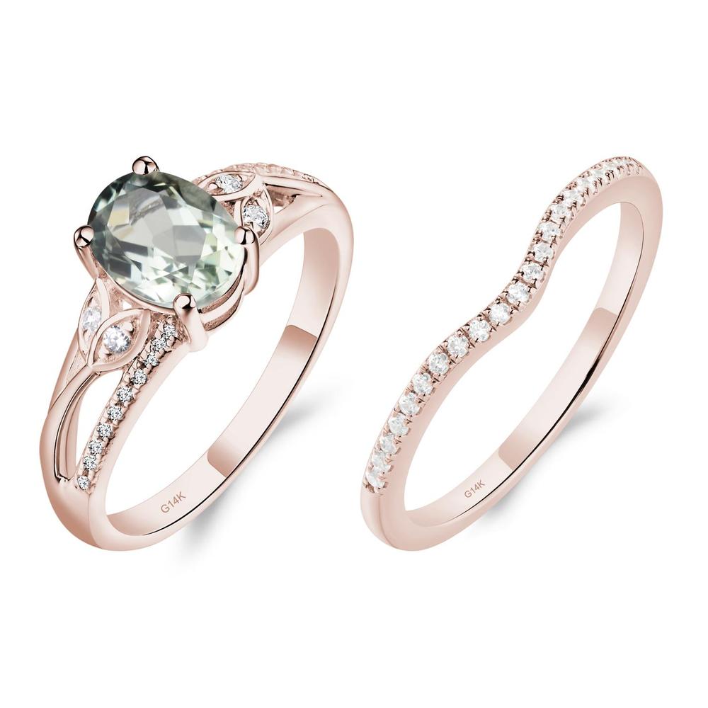 Oval Cut Green Amethyst Ring - LUO Jewelry #metal_14k rose gold