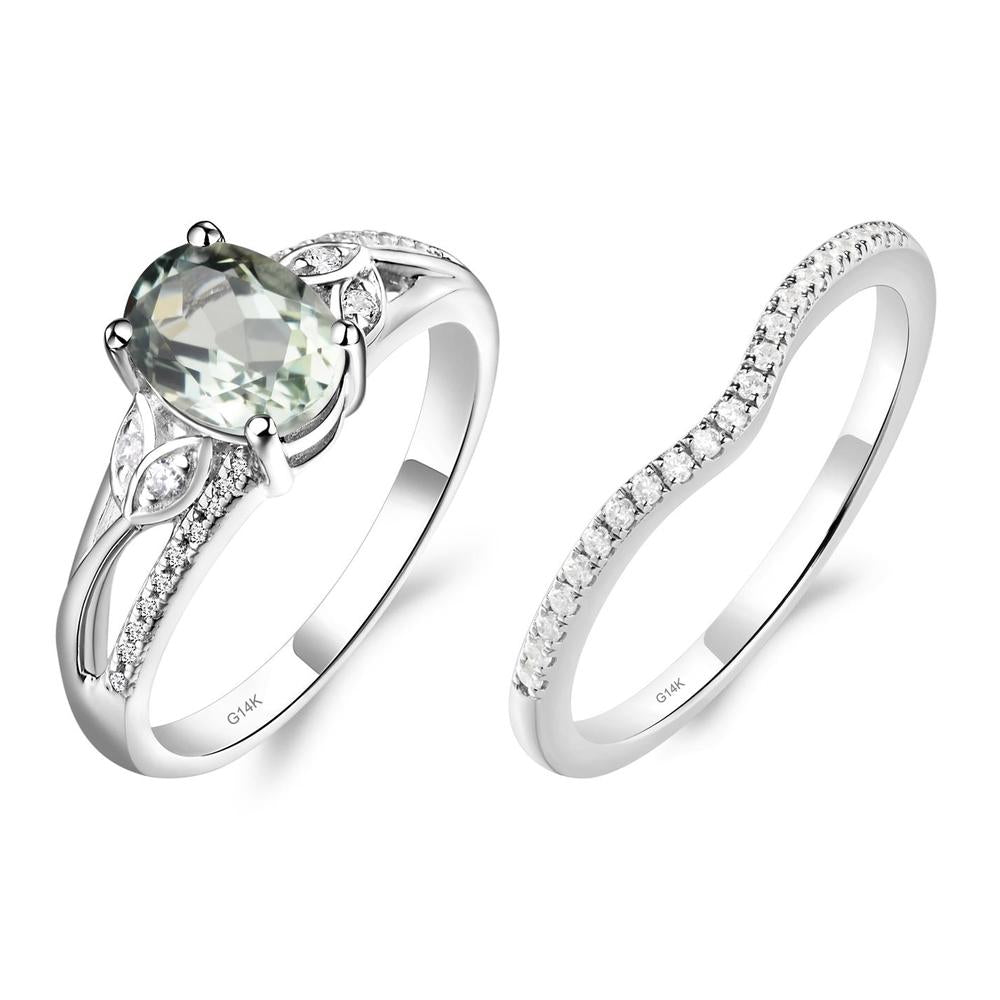 Oval Cut Green Amethyst Ring - LUO Jewelry #metal_14k white gold