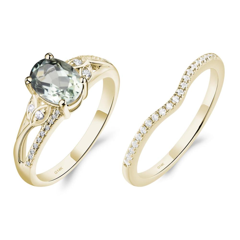 Oval Cut Green Amethyst Ring - LUO Jewelry #metal_14k yellow gold