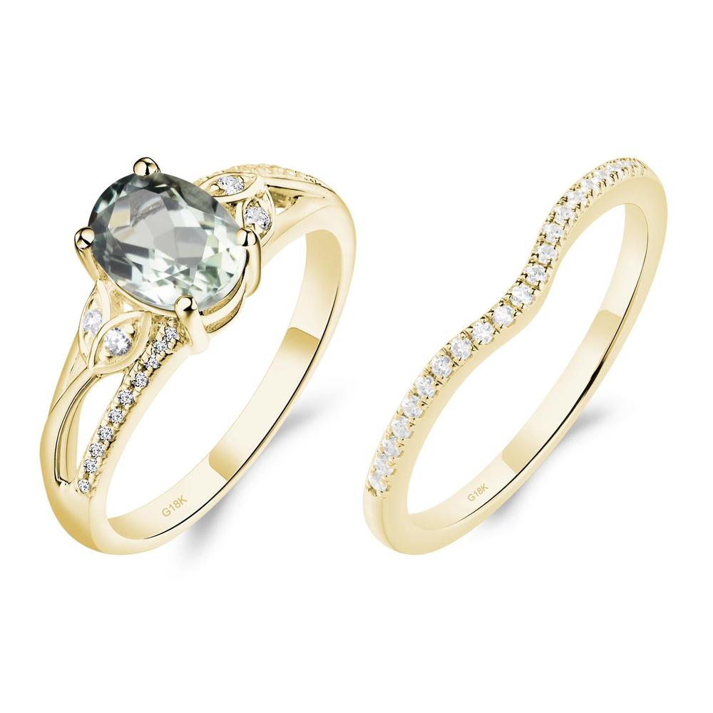 Oval Cut Green Amethyst Ring - LUO Jewelry #metal_18k yellow gold