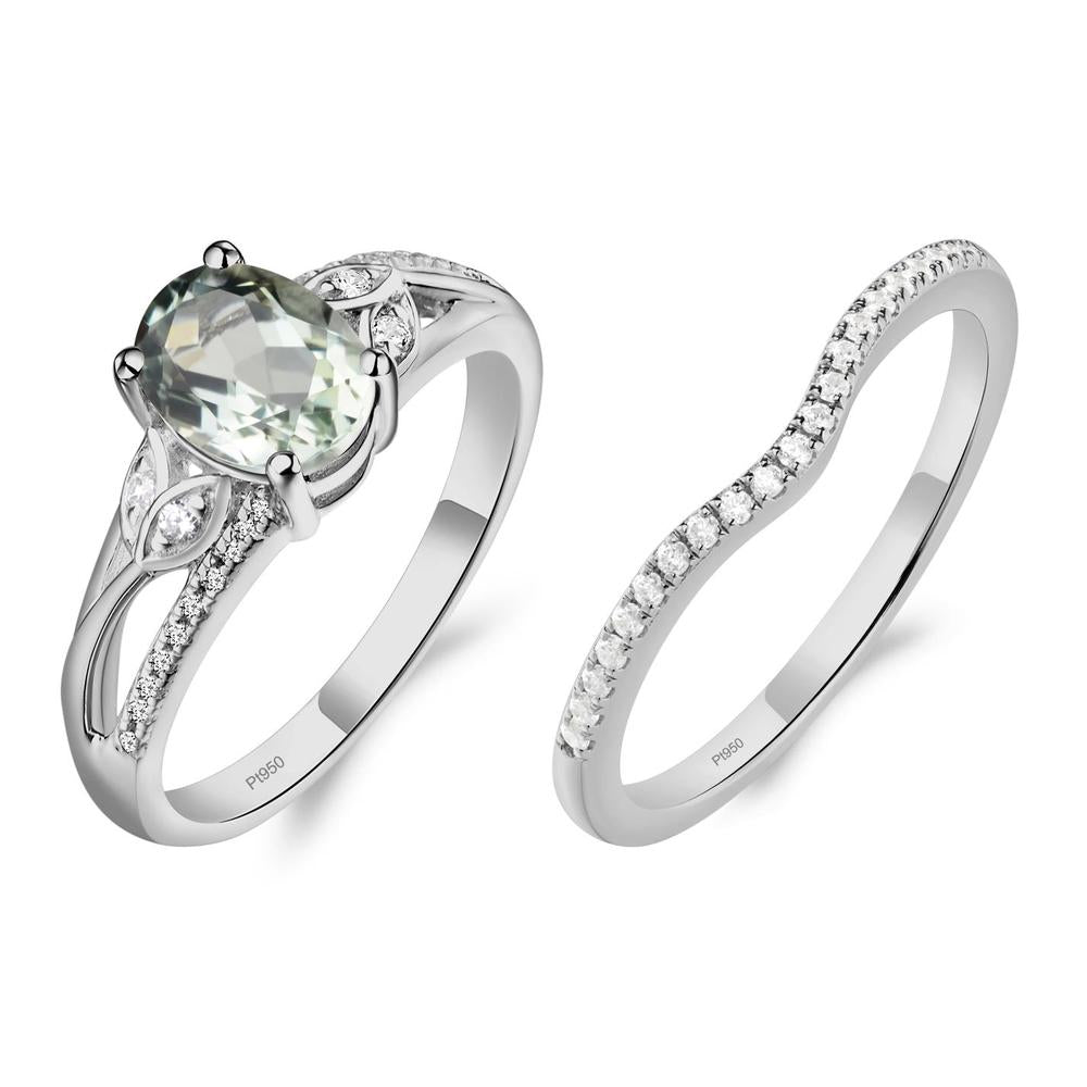 Oval Cut Green Amethyst Ring - LUO Jewelry #metal_platinum