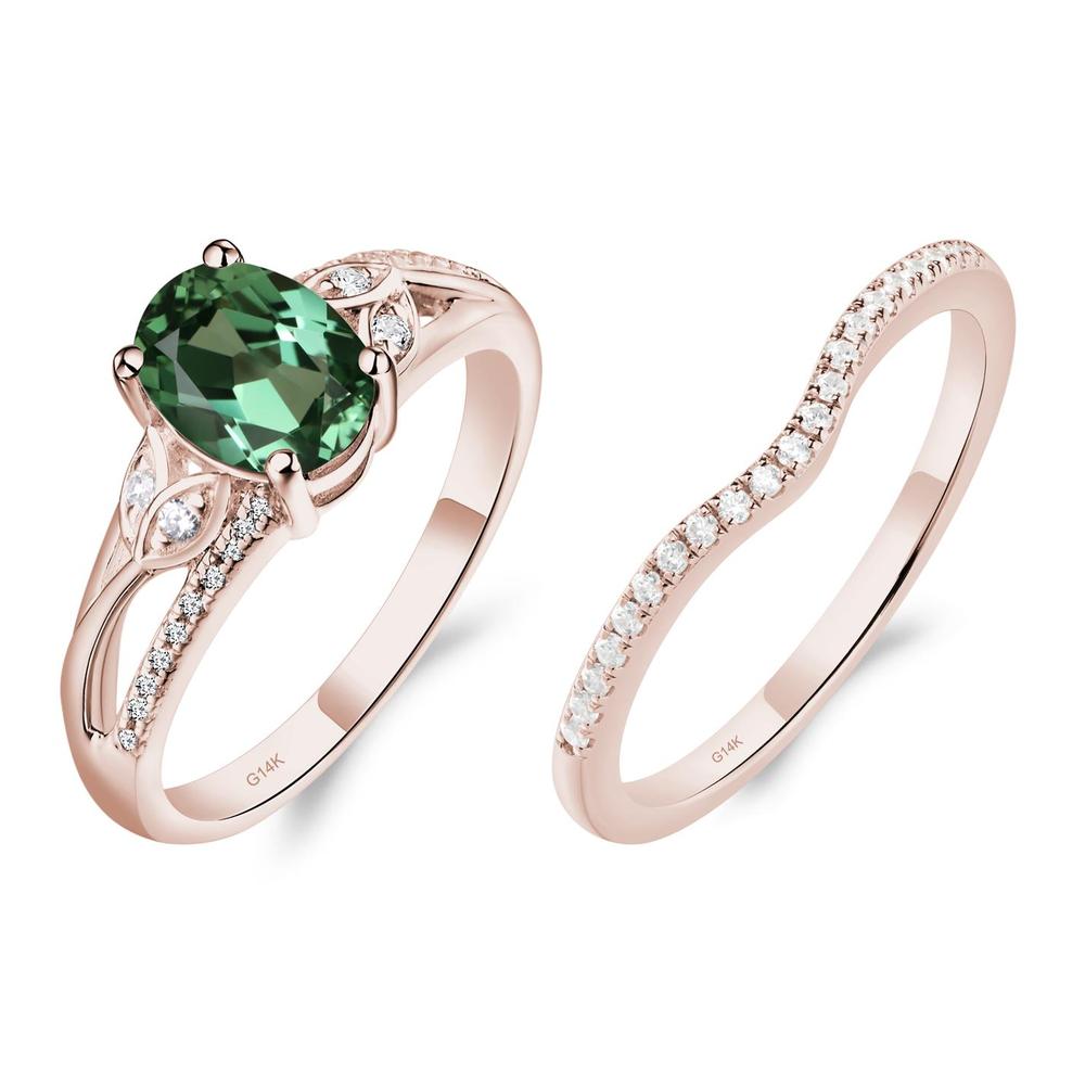 Oval Cut Green Sapphire Ring - LUO Jewelry #metal_14k rose gold