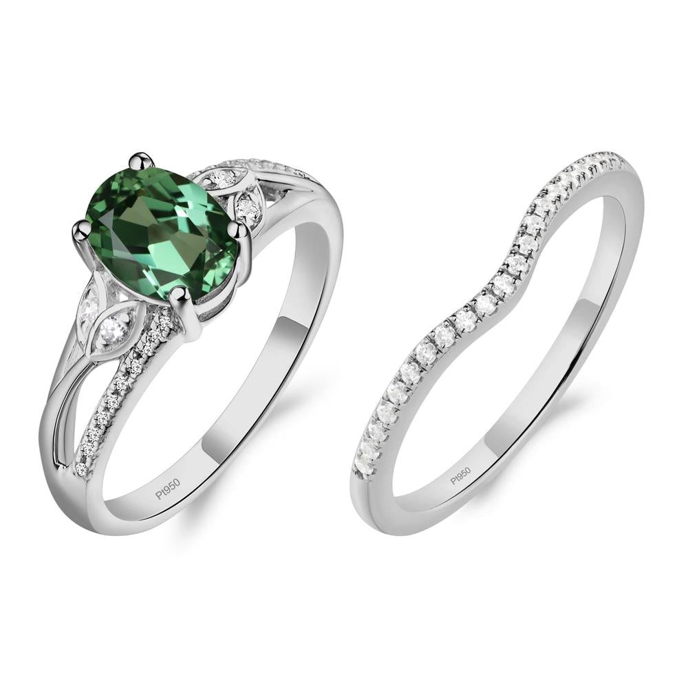 Oval Cut Green Sapphire Ring - LUO Jewelry #metal_platinum