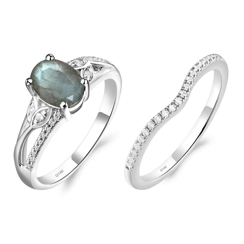 Oval Cut Labradorite Ring - LUO Jewelry #metal_14k white gold