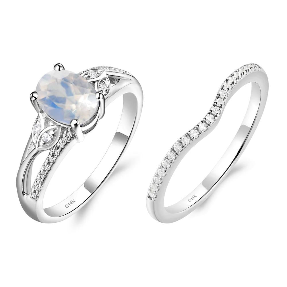 Oval Cut Moonstone Ring - LUO Jewelry #metal_14k white gold