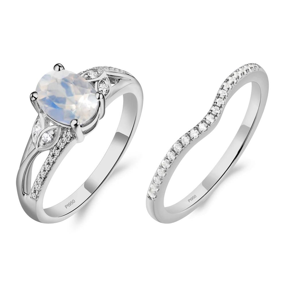 Oval Cut Moonstone Ring - LUO Jewelry #metal_platinum