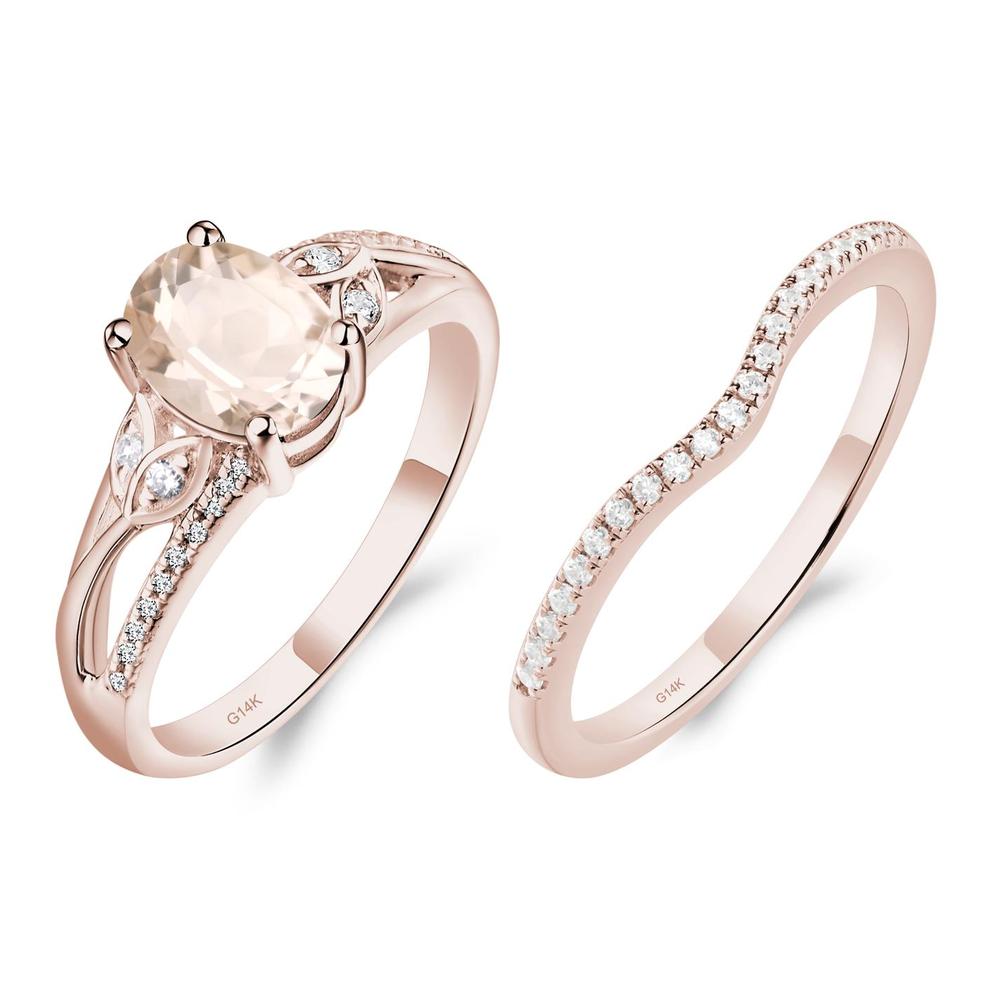 Oval Cut Morganite Ring - LUO Jewelry #metal_14k rose gold