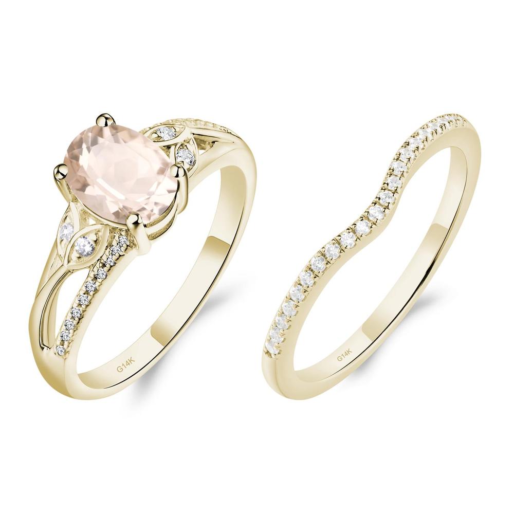 Oval Cut Morganite Ring - LUO Jewelry #metal_14k yellow gold