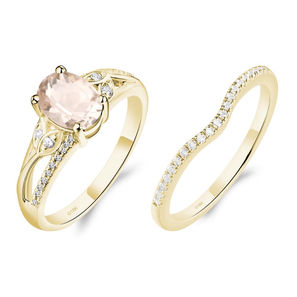 Oval Cut Morganite Ring - LUO Jewelry #metal_18k yellow gold