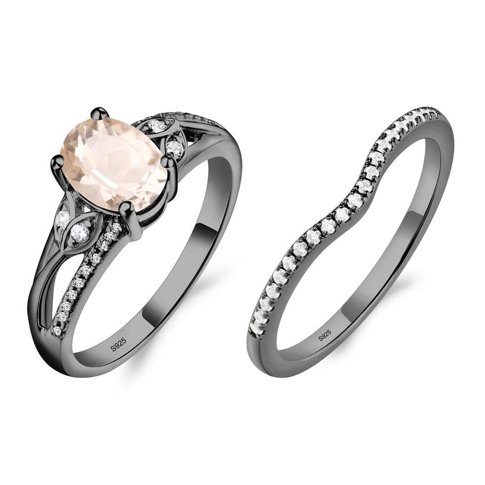 Oval Cut Morganite Ring - LUO Jewelry #metal_black finish sterling silver