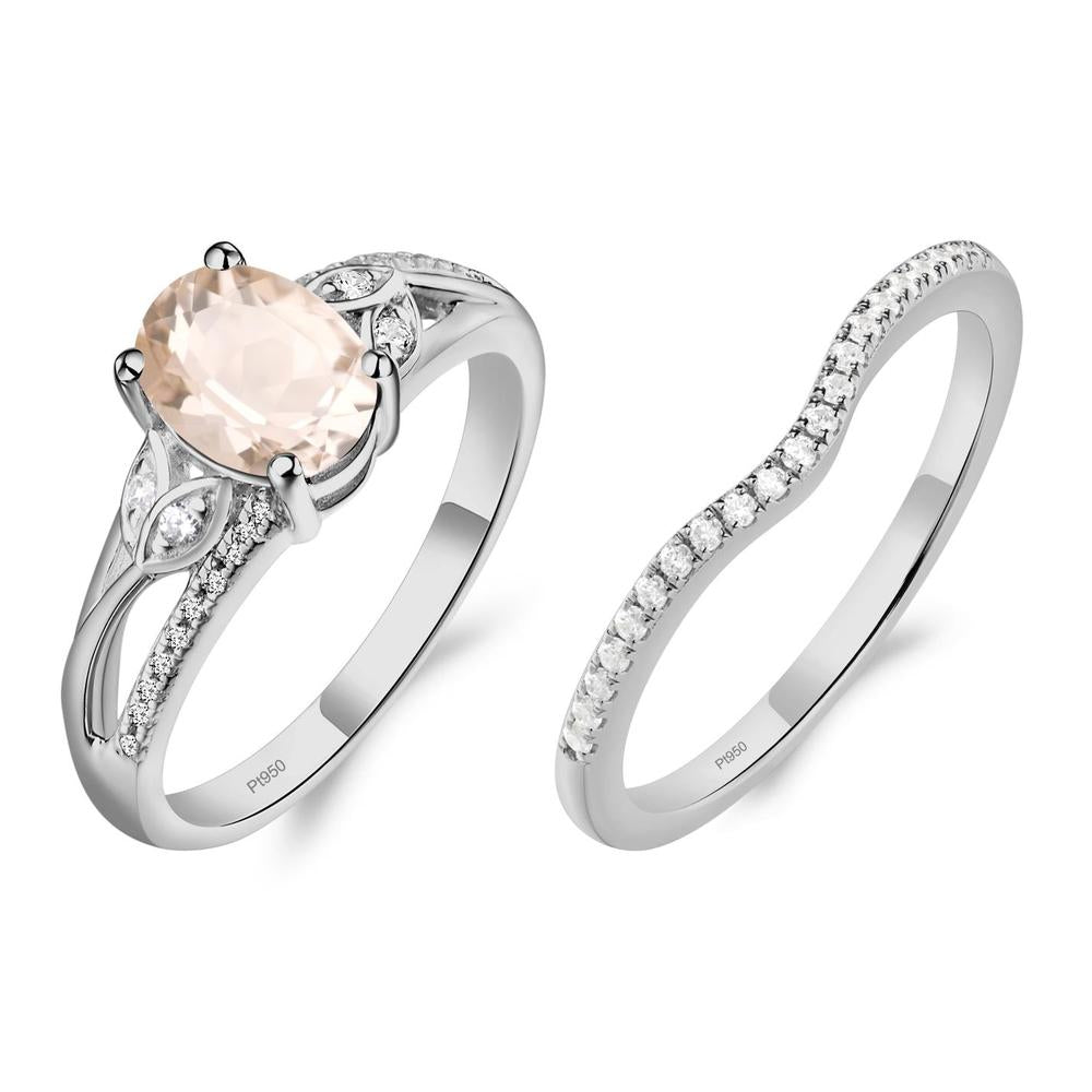 Oval Cut Morganite Ring - LUO Jewelry #metal_platinum