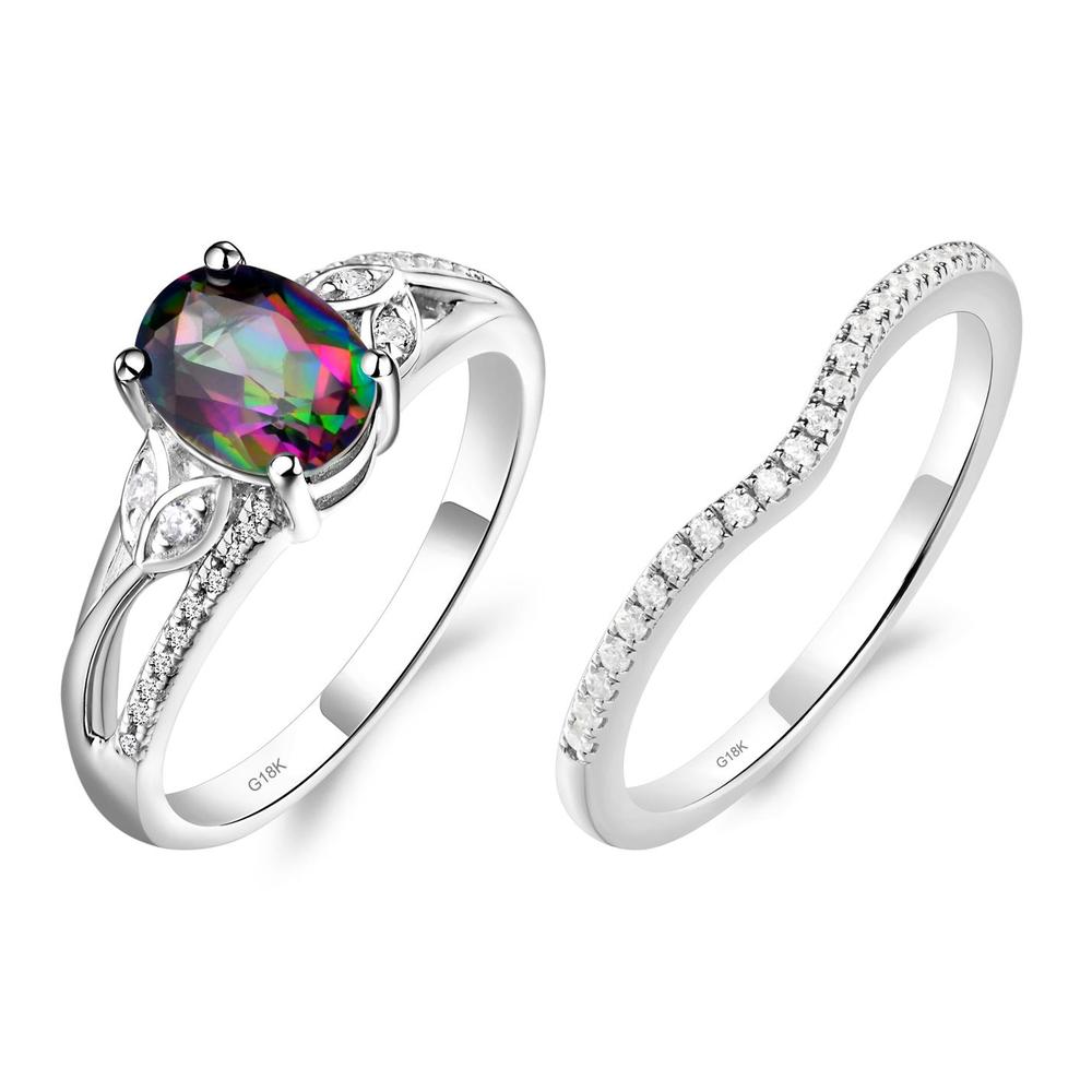 Oval Cut Mystic Topaz Ring - LUO Jewelry #metal_18k white gold