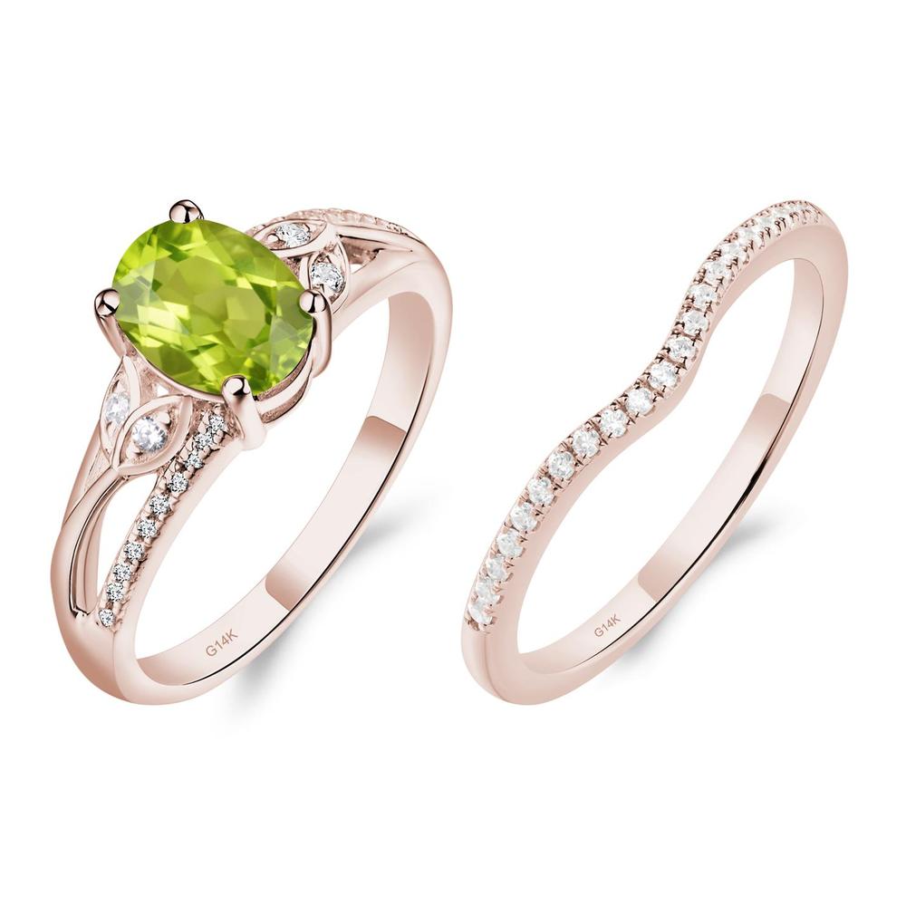 Oval Cut Peridot Ring - LUO Jewelry #metal_14k rose gold