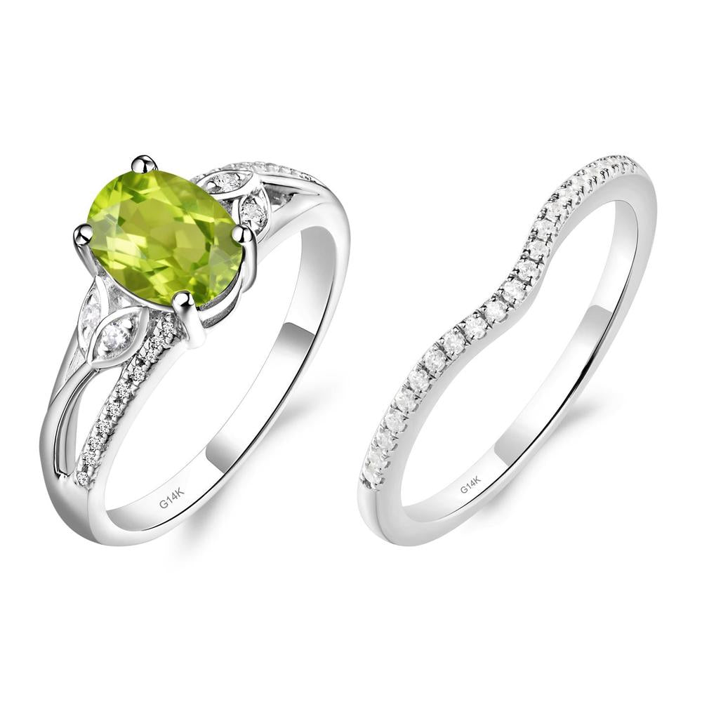 Oval Cut Peridot Ring - LUO Jewelry #metal_14k white gold