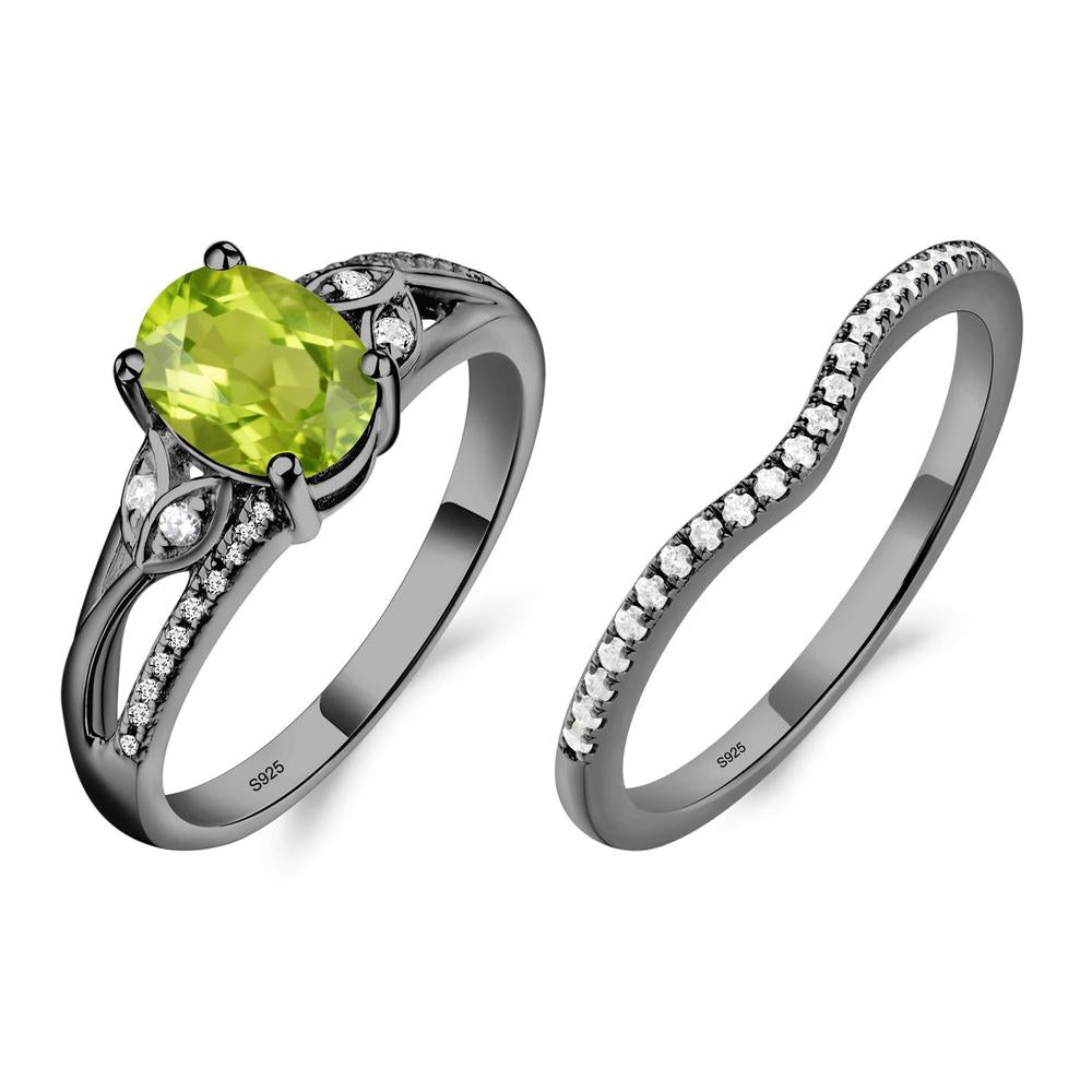 Oval Cut Peridot Ring - LUO Jewelry #metal_black finish sterling silver