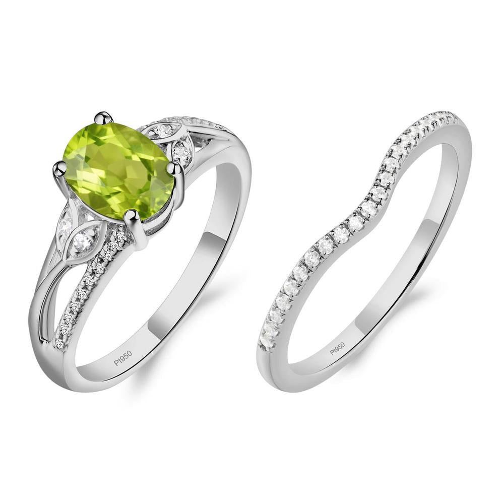 Oval Cut Peridot Ring - LUO Jewelry #metal_platinum