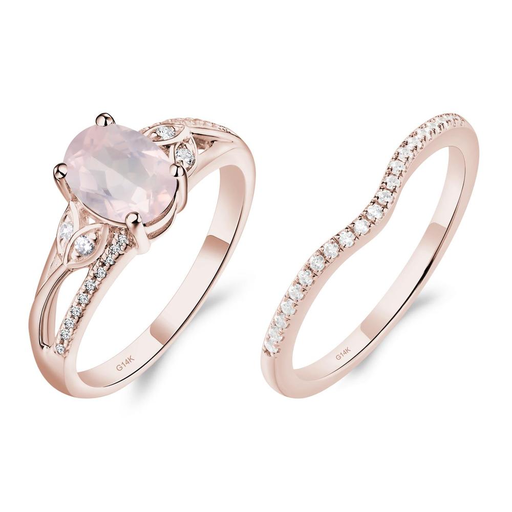 Oval Cut Rose Quartz Ring - LUO Jewelry #metal_14k rose gold