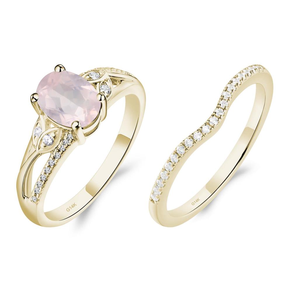 Oval Cut Rose Quartz Ring - LUO Jewelry #metal_14k yellow gold