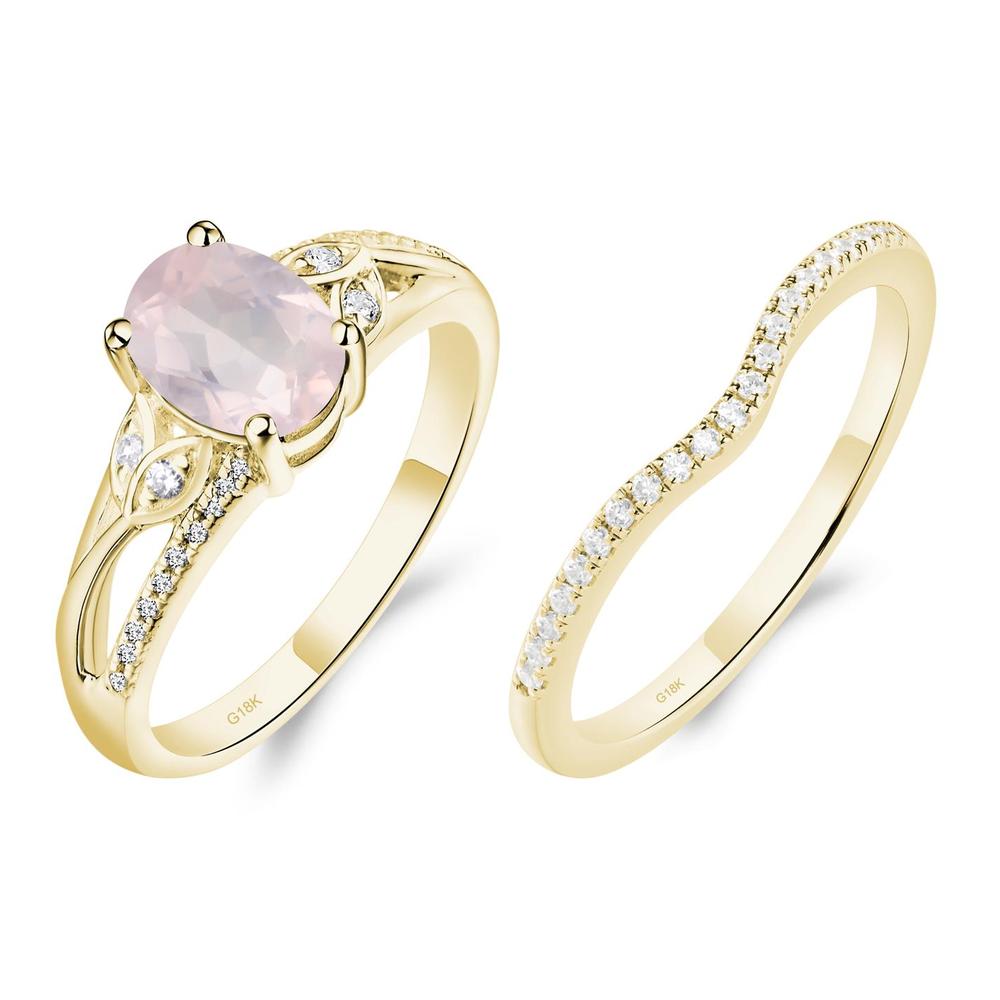 Oval Cut Rose Quartz Ring - LUO Jewelry #metal_18k yellow gold