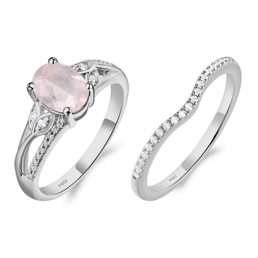 Oval Cut Rose Quartz Ring - LUO Jewelry #metal_platinum