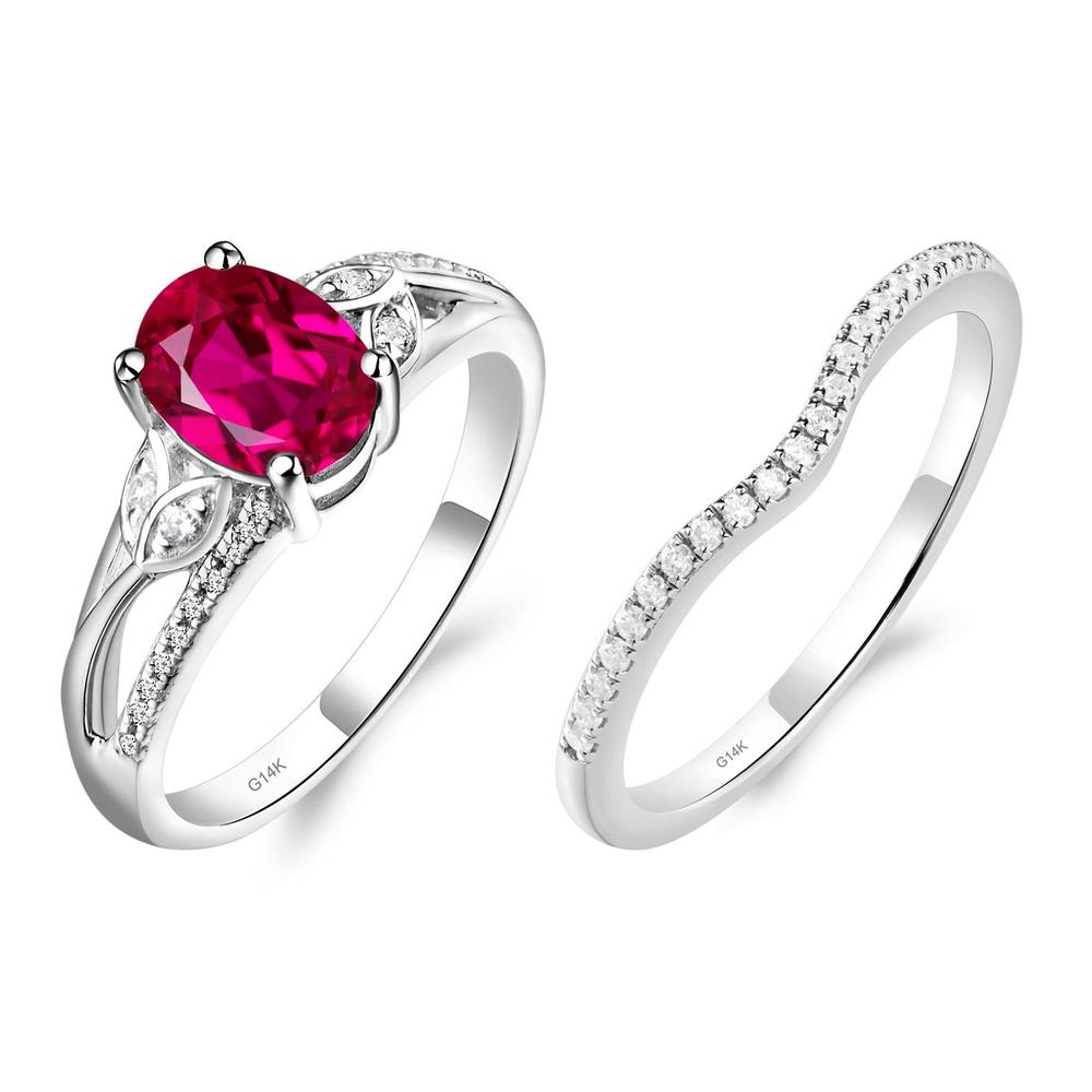 Oval Cut Ruby Ring - LUO Jewelry #metal_14k white gold