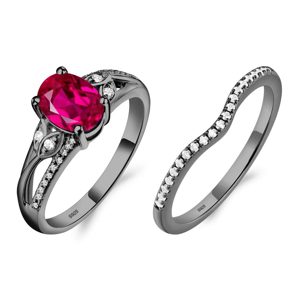 Oval Cut Ruby Ring - LUO Jewelry #metal_black finish sterling silver