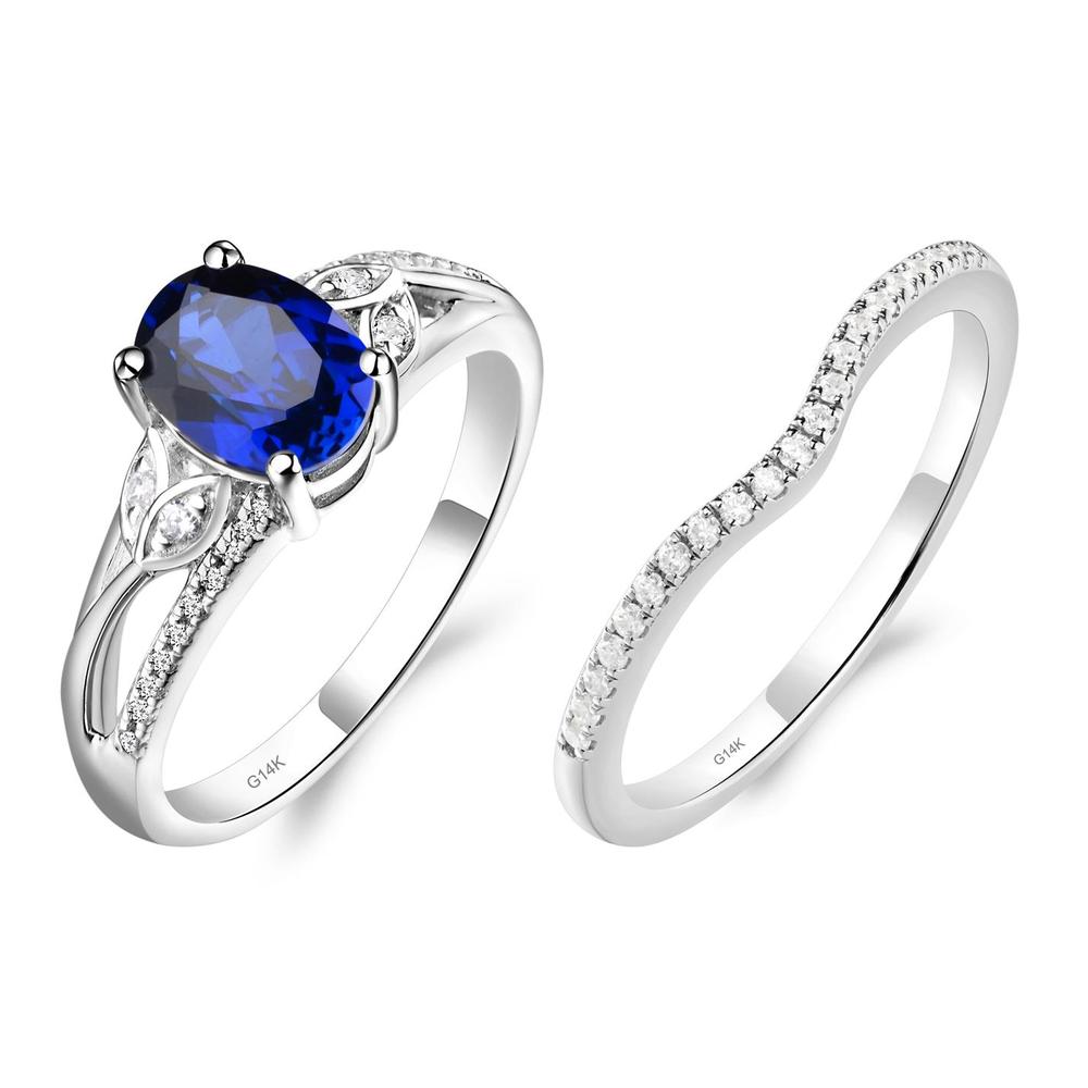 Oval Cut Sapphire Ring - LUO Jewelry #metal_14k white gold