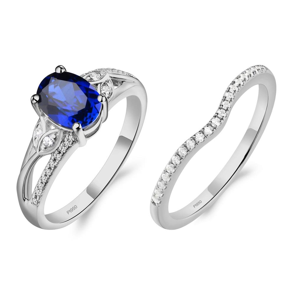 Oval Cut Sapphire Ring - LUO Jewelry #metal_platinum