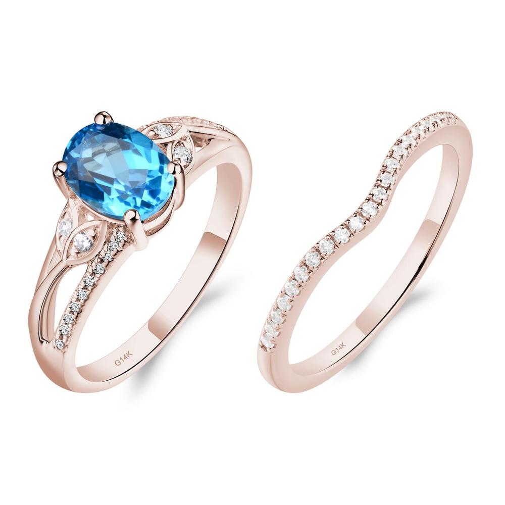 Oval Cut Swiss Blue Topaz Ring - LUO Jewelry #metal_14k rose gold