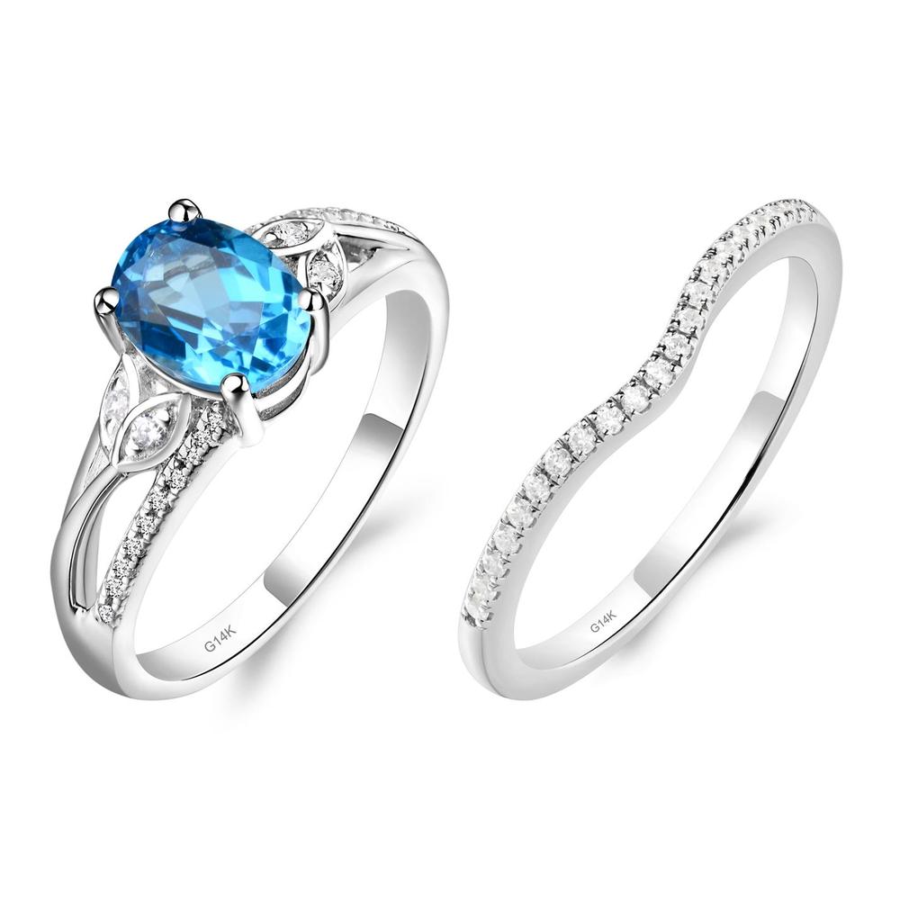 Oval Cut Swiss Blue Topaz Ring - LUO Jewelry #metal_14k white gold