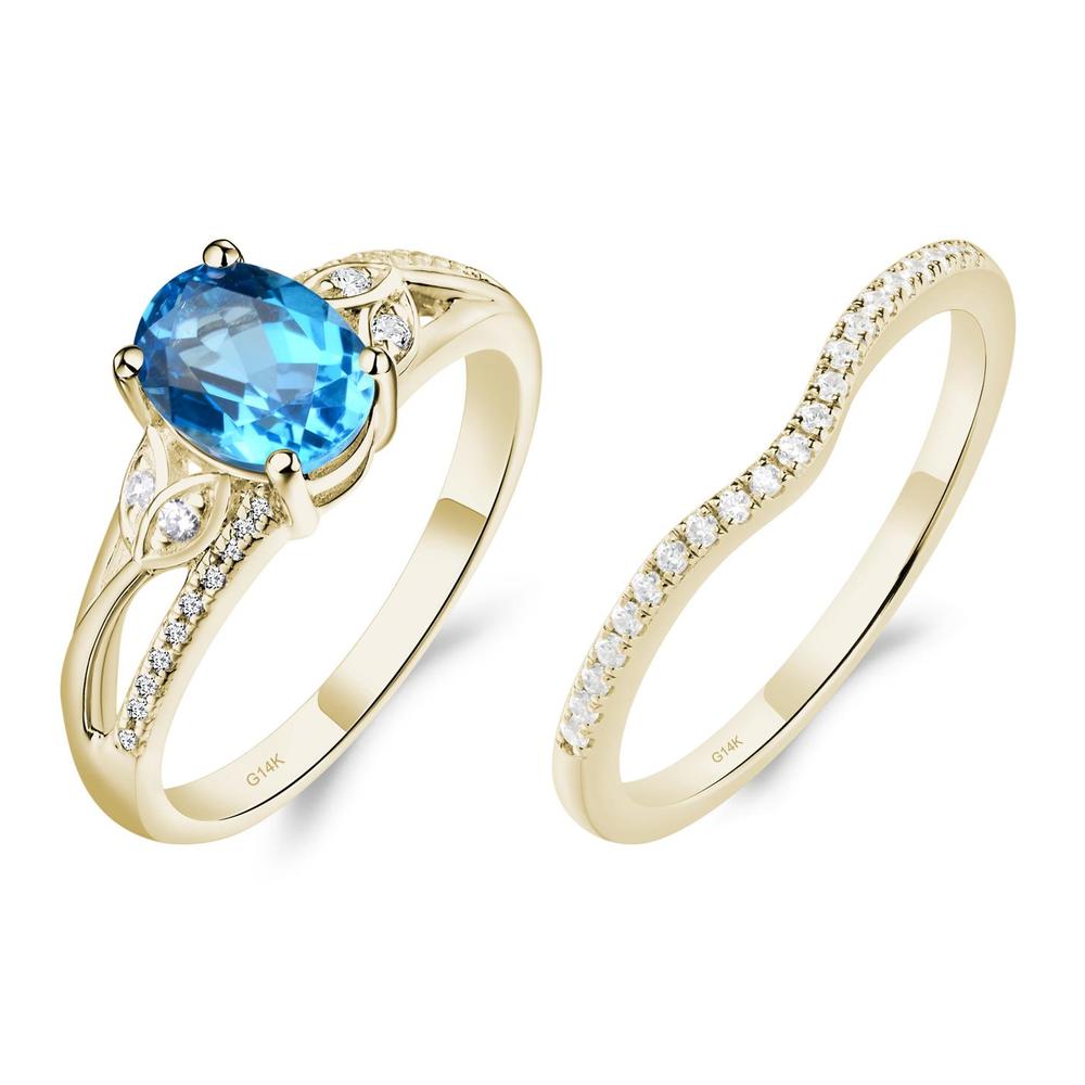 Oval Cut Swiss Blue Topaz Ring - LUO Jewelry #metal_14k yellow gold