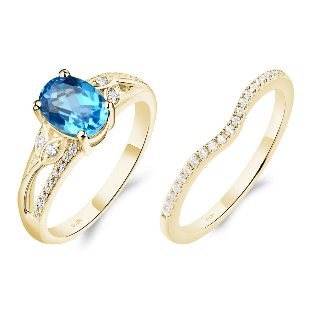 Oval Cut Swiss Blue Topaz Ring - LUO Jewelry #metal_18k yellow gold