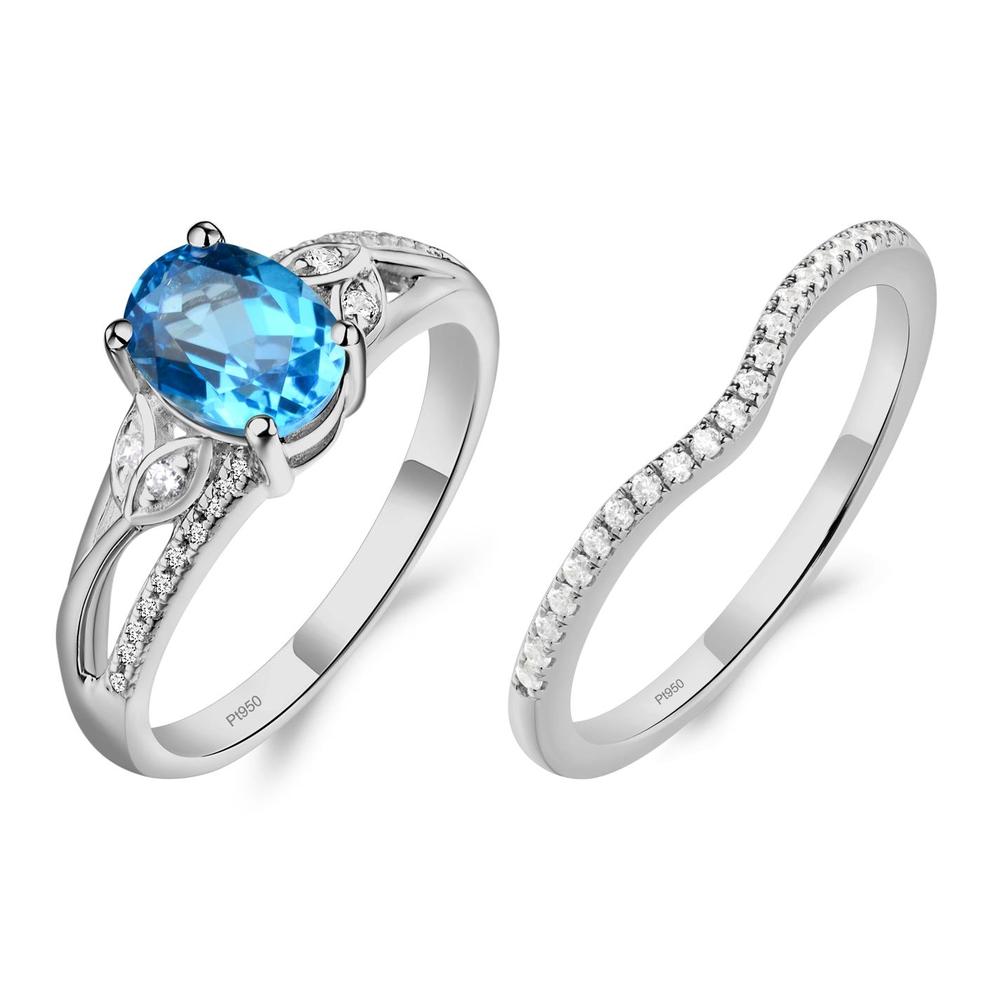 Oval Cut Swiss Blue Topaz Ring - LUO Jewelry #metal_platinum