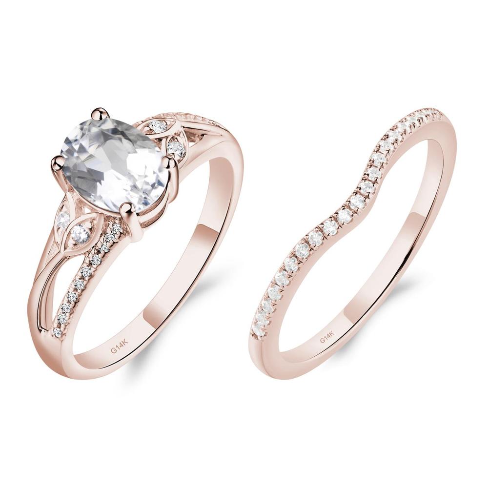 Oval Cut White Topaz Ring - LUO Jewelry #metal_14k rose gold