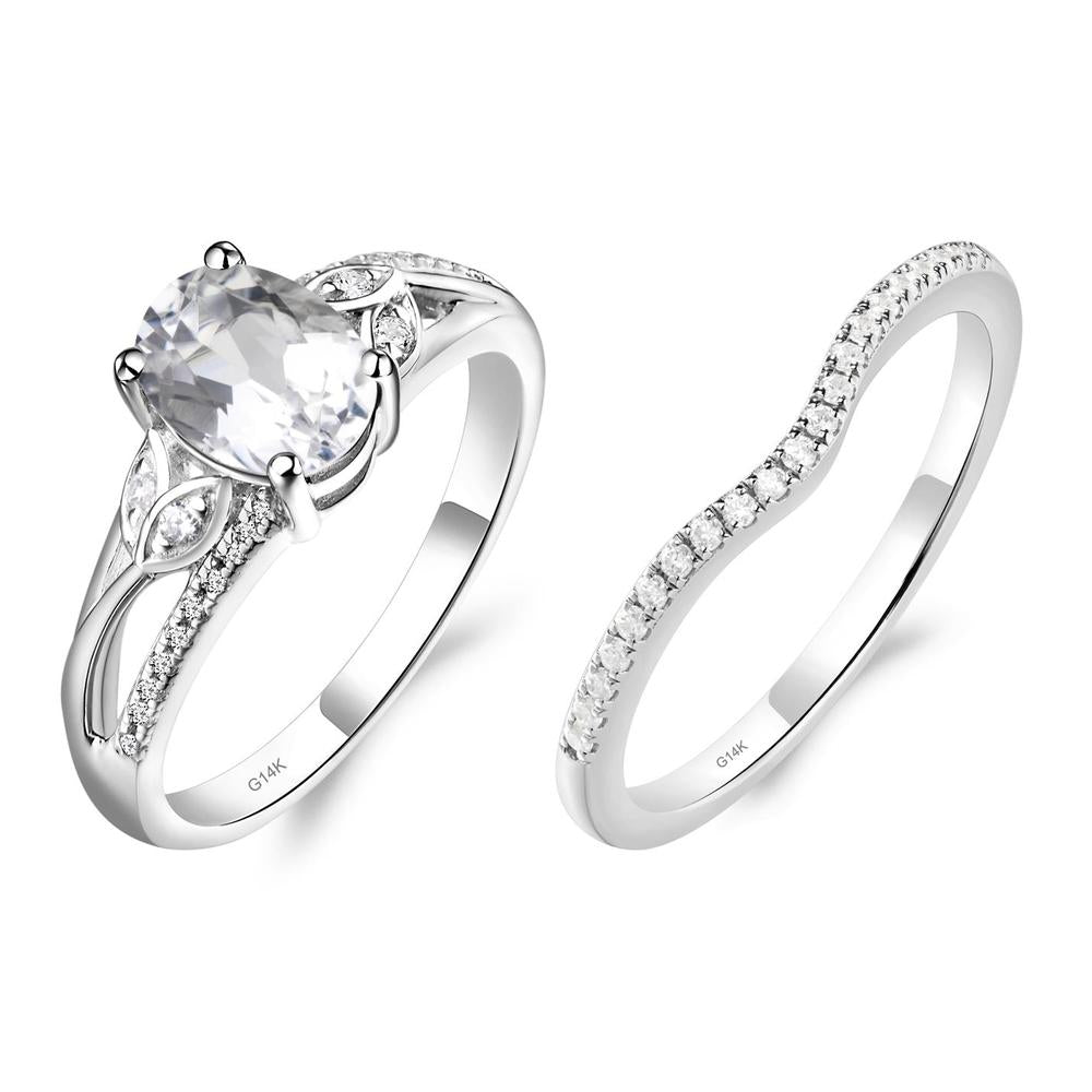 Oval Cut White Topaz Ring - LUO Jewelry #metal_14k white gold