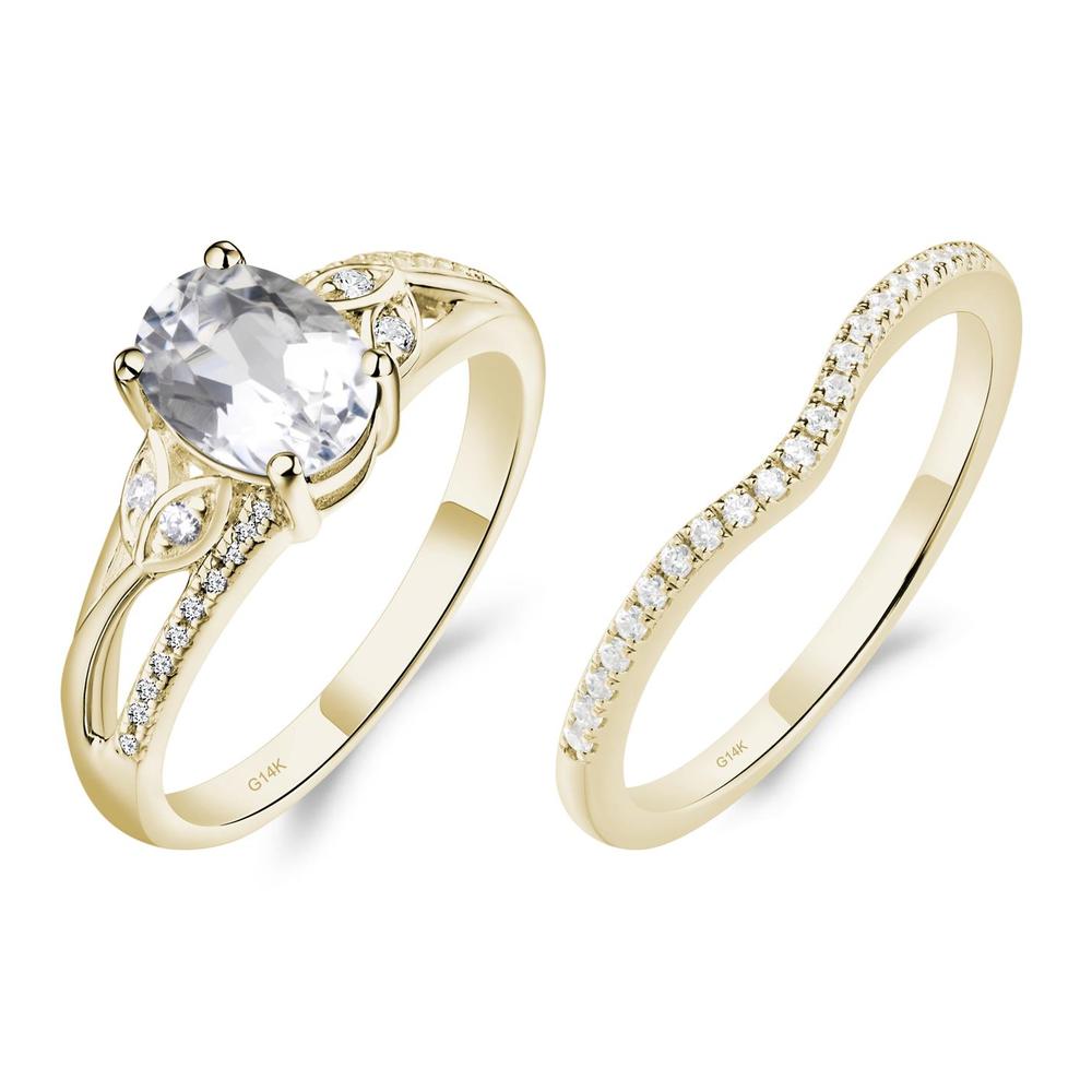 Oval Cut White Topaz Ring - LUO Jewelry #metal_14k yellow gold