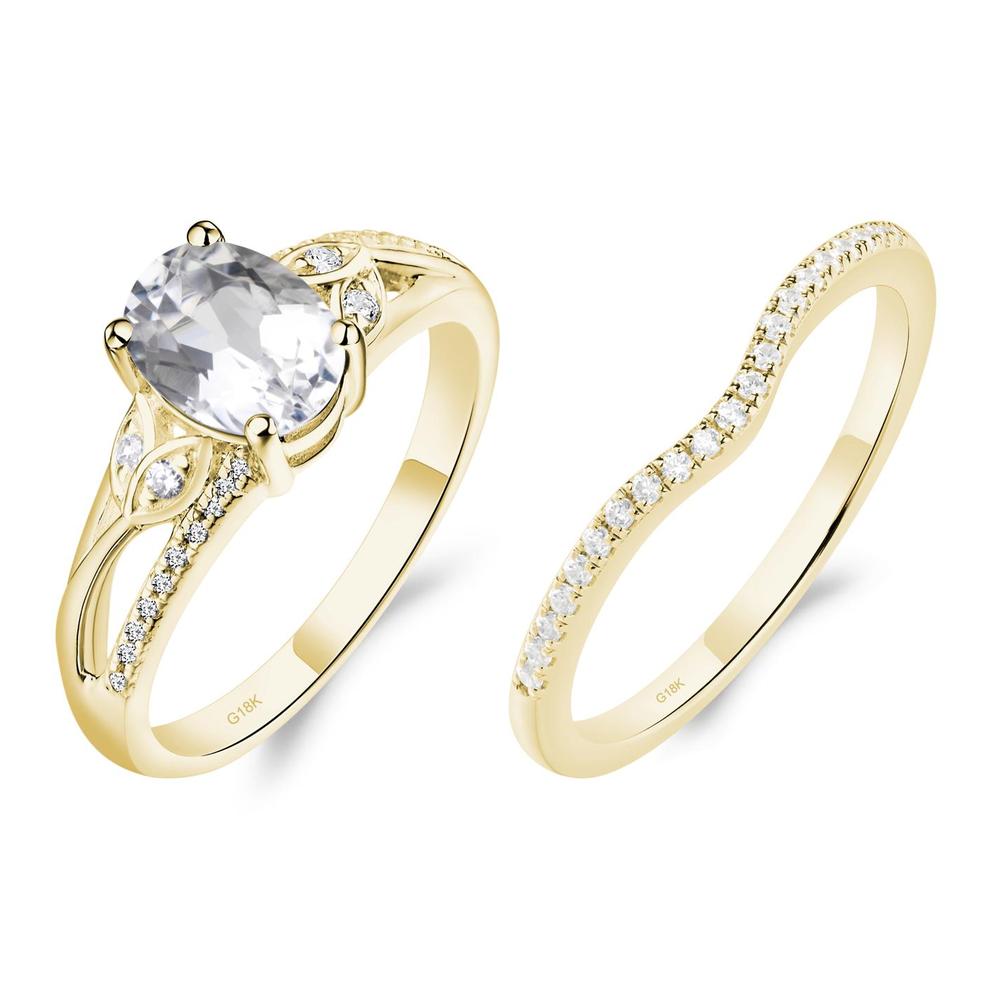 Oval Cut White Topaz Ring - LUO Jewelry #metal_18k yellow gold