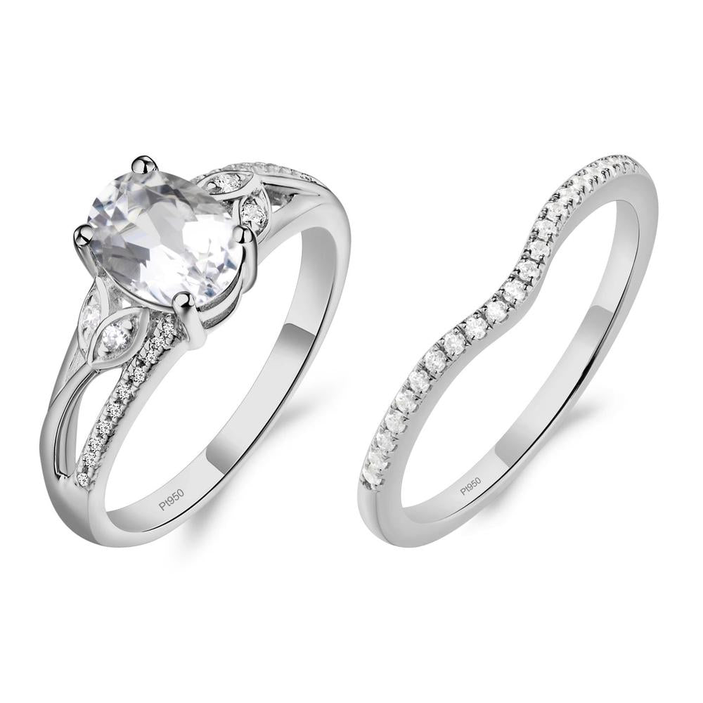 Oval Cut White Topaz Ring - LUO Jewelry #metal_platinum