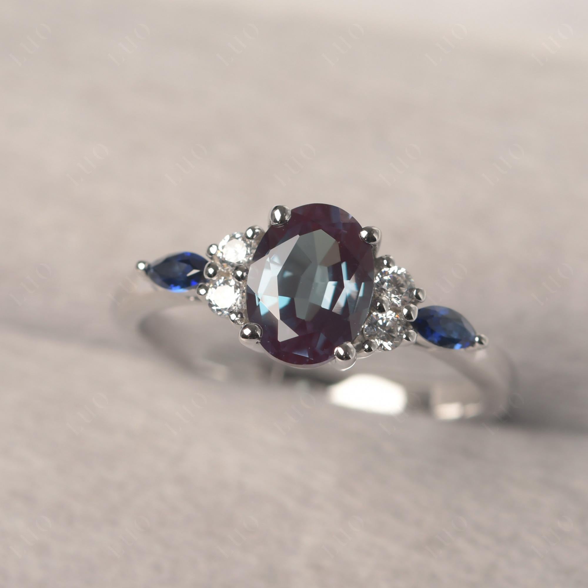 Simple Oval Alexandrite Engagement Ring - LUO Jewelry 