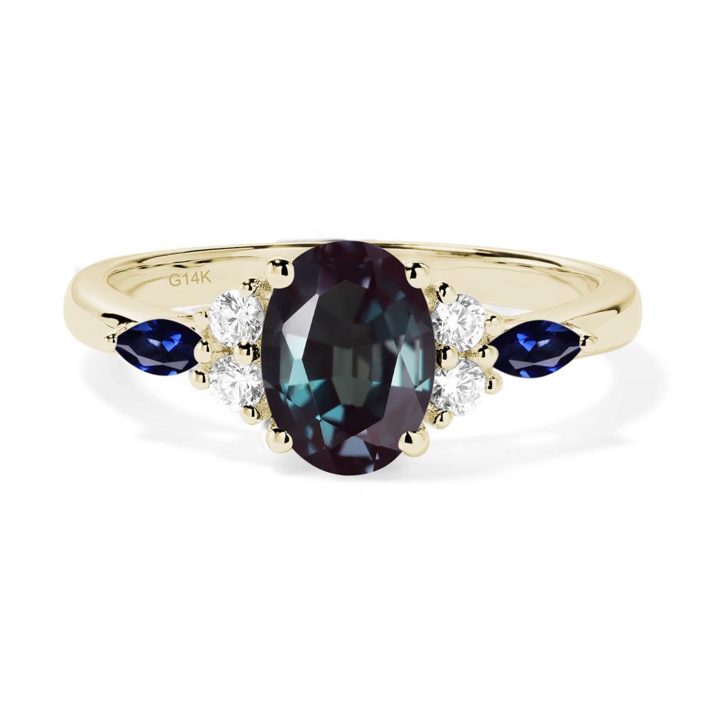 Simple Oval Alexandrite Engagement Ring - LUO Jewelry #metal_14k yellow gold