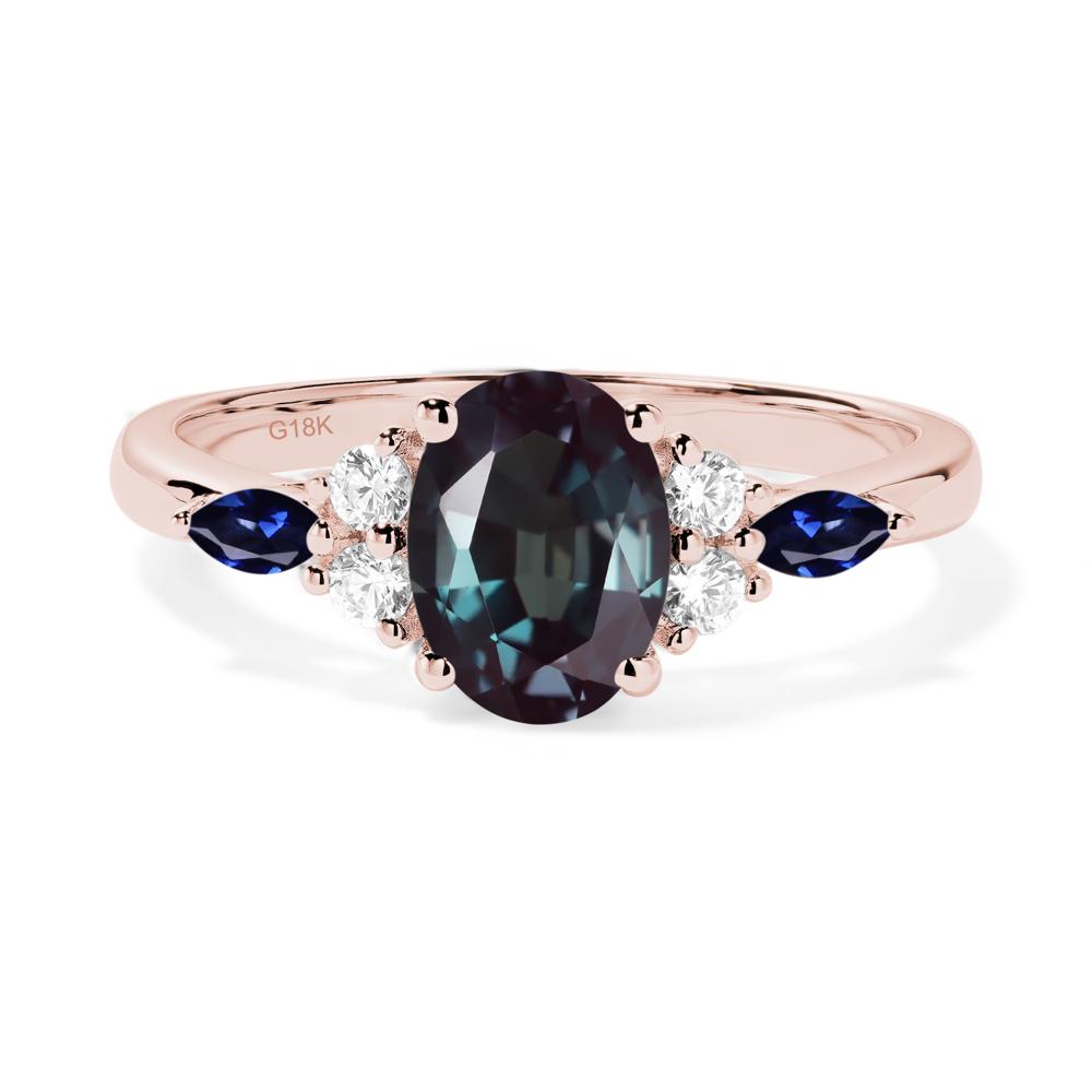 Simple Oval Alexandrite Engagement Ring - LUO Jewelry #metal_18k rose gold