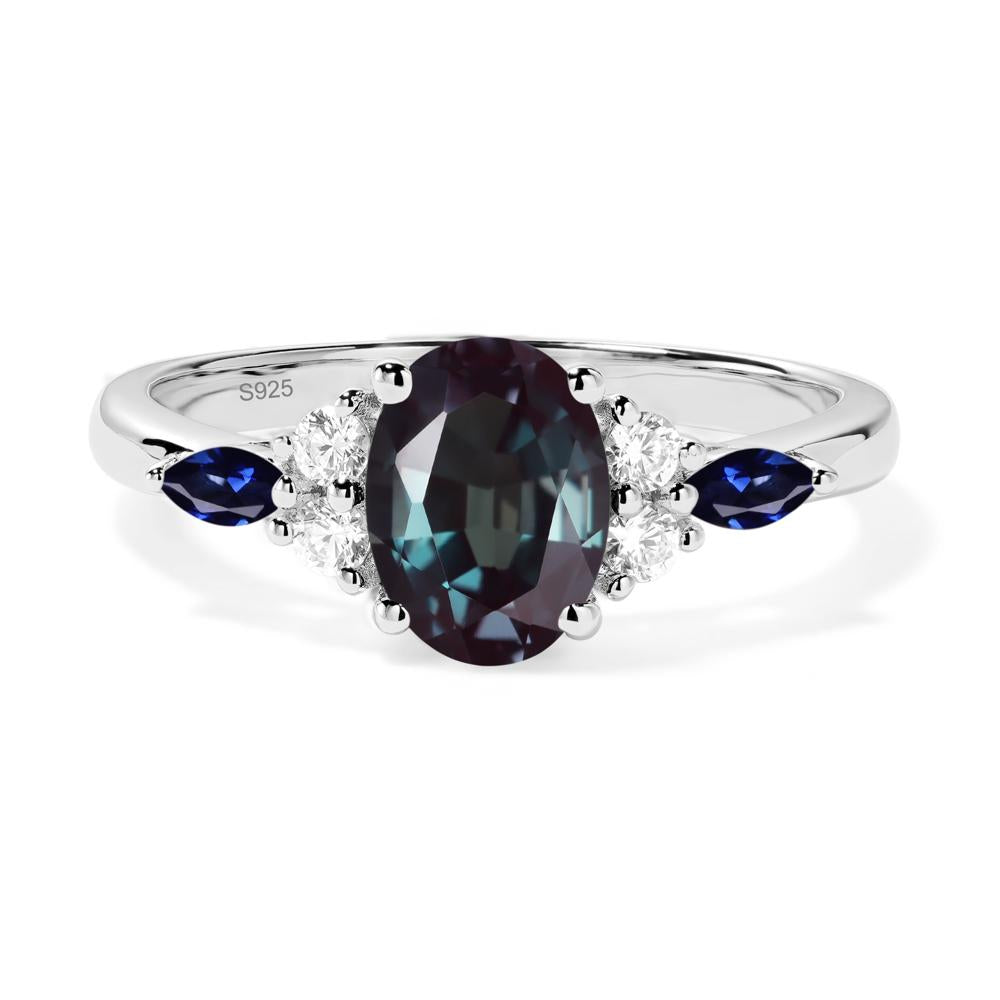 Simple Oval Alexandrite Engagement Ring - LUO Jewelry #metal_sterling silver