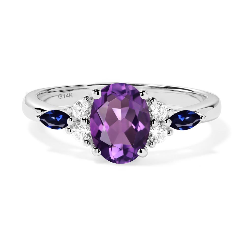 Simple Oval Amethyst Engagement Ring - LUO Jewelry #metal_14k white gold