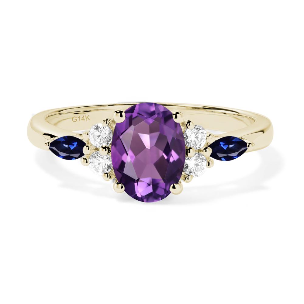 Simple Oval Amethyst Engagement Ring - LUO Jewelry #metal_14k yellow gold